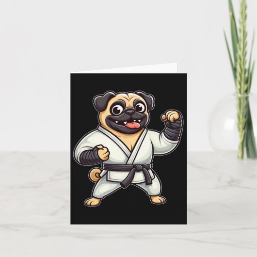 Funny Mops Doing Karate Martial Arts Karte (Vorderseite)