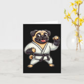 Funny Mops Doing Karate Martial Arts Karte (Gelbe Blume)