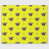 Funny Mops Face Gift Wrap Gelb Geschenkpapier (Flach)