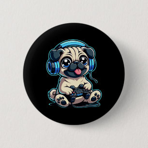Funny Mops Gamer Dog Gaming Mops Möpsen Videospiel Button