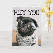 FUNNY MOPS HUND BIRTHDAY GREETING CARDS KARTE (Gelbe Blume)