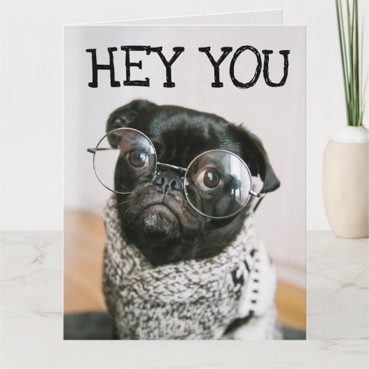 FUNNY MOPS HUND BIRTHDAY GREETING CARDS KARTE (Vorderseite)