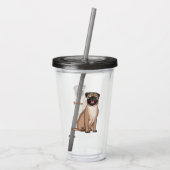 Funny Mops Hund Cartoon Illustration Acryltrinkbecher (Rückseite)