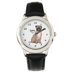 Funny Mops Hund Cartoon Illustration Armbanduhr
