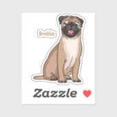 Funny Mops Hund Cartoon Illustration Aufkleber (Blatt)