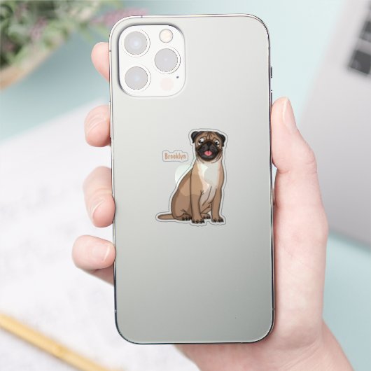 Funny Mops Hund Cartoon Illustration Aufkleber (Telefon)