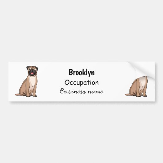 Funny Mops Hund Cartoon Illustration Autoaufkleber (Vorne)