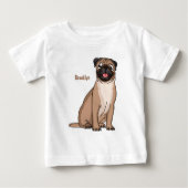 Funny Mops Hund Cartoon Illustration Baby T-shirt (Vorderseite)