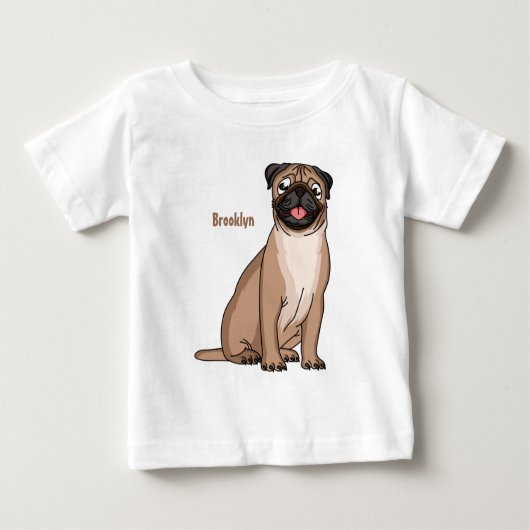 Funny Mops Hund Cartoon Illustration Baby T-shirt (Vorderseite)