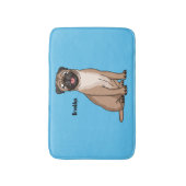 Funny Mops Hund Cartoon Illustration Badematte (Vorderseite Vertikal)