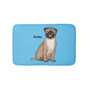 Funny Mops Hund Cartoon Illustration Badematte