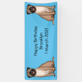 Funny Mops Hund Cartoon Illustration Banner (Vertikal)