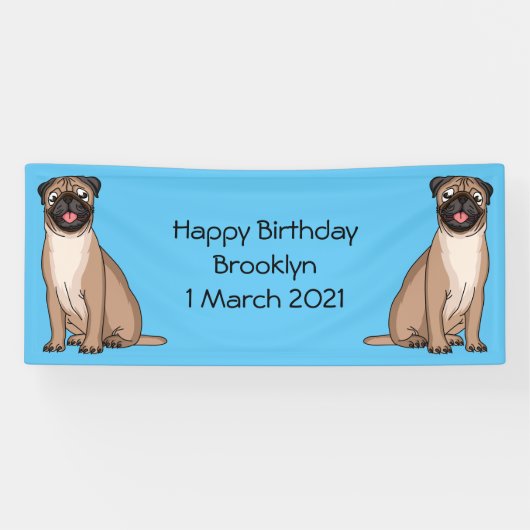 Funny Mops Hund Cartoon Illustration Banner (Horizontal)