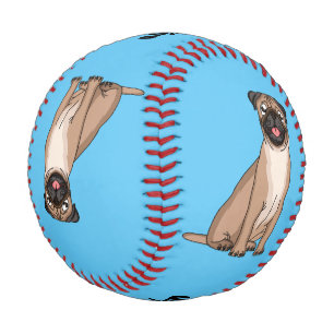 Funny Mops Hund Cartoon Illustration Baseball