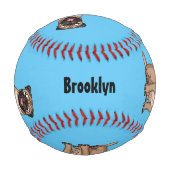 Funny Mops Hund Cartoon Illustration Baseball (Vorderseite)