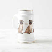 Funny Mops Hund Cartoon Illustration Bierglas (Vorderseite Links)