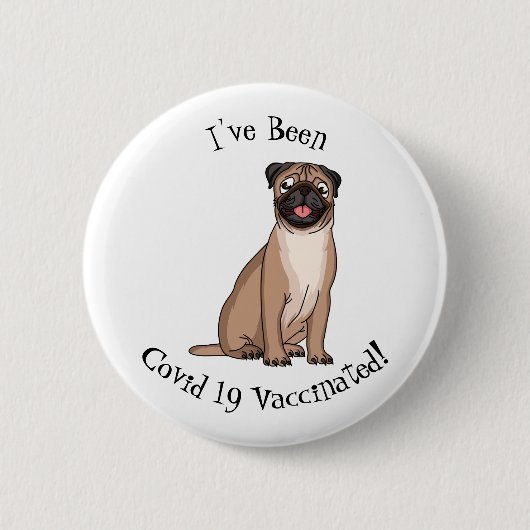 Funny Mops Hund Cartoon Illustration Button (Vorderseite)