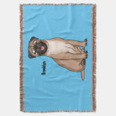 Funny Mops Hund Cartoon Illustration Decke (Vorderseite Vertikal)