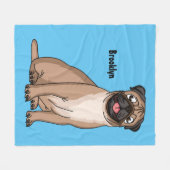 Funny Mops Hund Cartoon Illustration Fleecedecke (Vorderseite (Horizontal))
