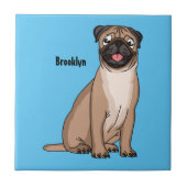 Funny Mops Hund Cartoon Illustration Fliese (Vorderseite)