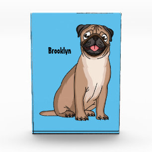 Funny Mops Hund Cartoon Illustration Fotoblock