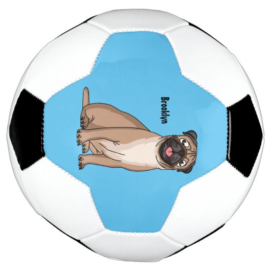 Funny Mops Hund Cartoon Illustration Fußball (Gedreht)