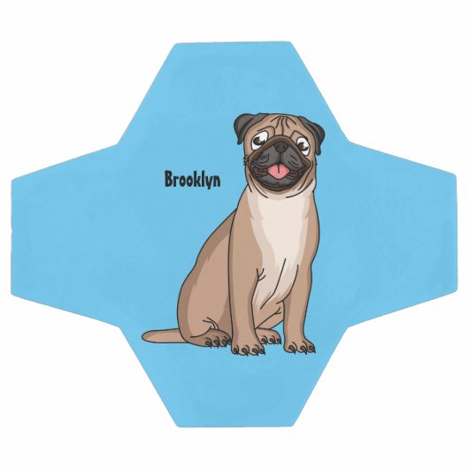 Funny Mops Hund Cartoon Illustration Fußball (Flach)