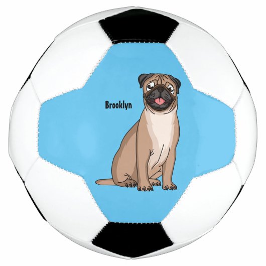 Funny Mops Hund Cartoon Illustration Fußball (Vorderseite)