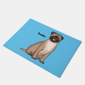 Funny Mops Hund Cartoon Illustration Fußmatte (Schrägansicht)