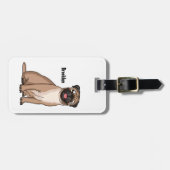 Funny Mops Hund Cartoon Illustration Gepäckanhänger (Vorderseite horizontal)