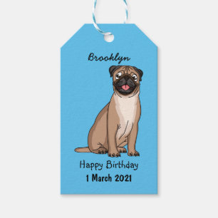 Funny Mops Hund Cartoon Illustration Geschenkanhänger