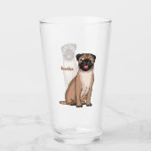 Funny Mops Hund Cartoon Illustration Glas (Vorderseite)