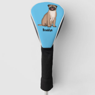 Funny Mops Hund Cartoon Illustration Golf Headcover