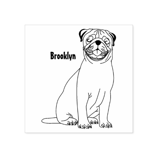 Funny Mops Hund Cartoon Illustration Gummistempel (Prägung)