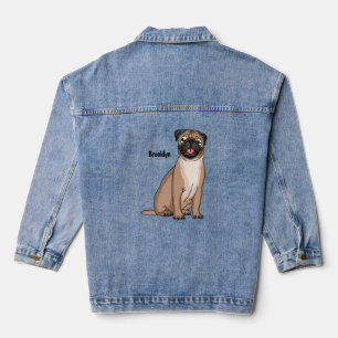 Funny Mops Hund Cartoon Illustration Jeansjacke