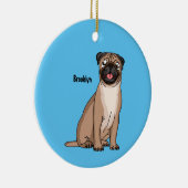 Funny Mops Hund Cartoon Illustration Keramik Ornament (Rechts)