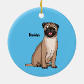 Funny Mops Hund Cartoon Illustration Keramik Ornament (Hinten)