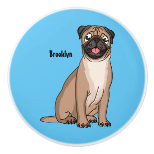 Funny Mops Hund Cartoon Illustration Keramikknauf