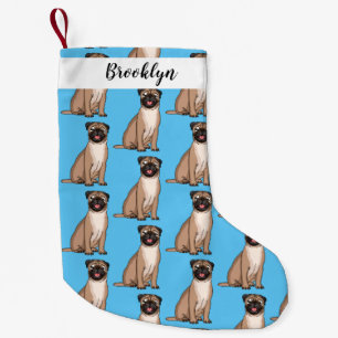 Funny Mops Hund Cartoon Illustration Kleiner Weihnachtsstrumpf