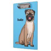 Funny Mops Hund Cartoon Illustration Klemmbrett (Links)