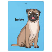 Funny Mops Hund Cartoon Illustration Klemmbrett (Rückseite)