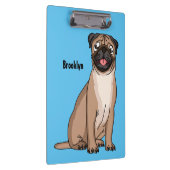 Funny Mops Hund Cartoon Illustration Klemmbrett (Rechts)