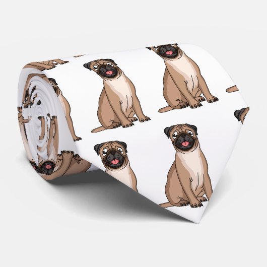 Funny Mops Hund Cartoon Illustration Krawatte (Gerollt)