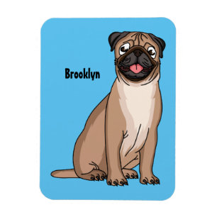 Funny Mops Hund Cartoon Illustration Magnet