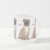 Funny Mops Hund Cartoon Illustration Mattglastasse (VorderseiteRechts)