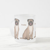 Funny Mops Hund Cartoon Illustration Mattglastasse (Vorderseite Links)