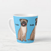 Funny Mops Hund Cartoon Illustration Milchtasse (Linke Ecke)