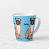 Funny Mops Hund Cartoon Illustration Milchtasse (Rechte Ecke)