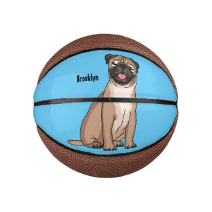 Funny Mops Hund Cartoon Illustration Mini Basketball