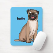 Funny Mops Hund Cartoon Illustration Mousepad (Mit Mouse)